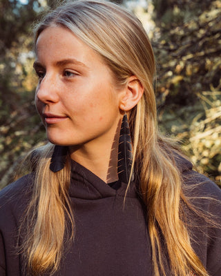 O Te Motu Bunjil Tail Feather Earrings