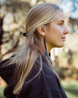 O Te Motu Bunjil Tail Feather Earrings