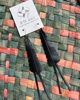 O Te Motu Bunjil Wing Feather Earrings