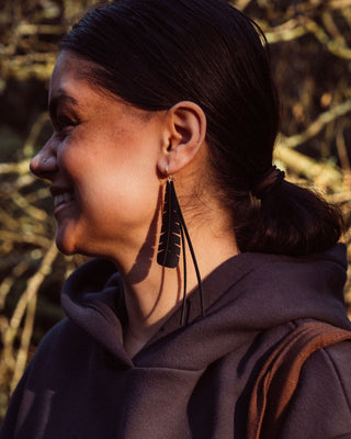 O Te Motu Bunjil Wing Feather Earrings